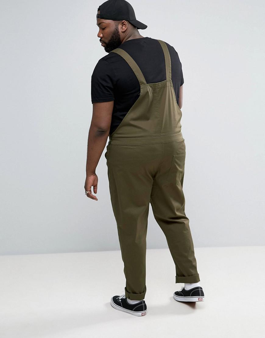 ASOS Plus Chino Overalls In Khaki in Green for Men | Lyst