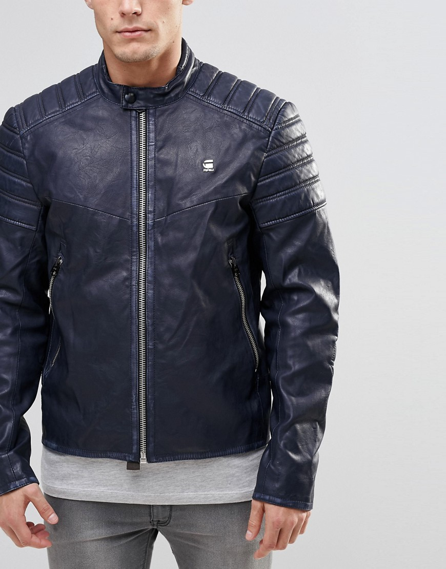 raw blue leather jacket
