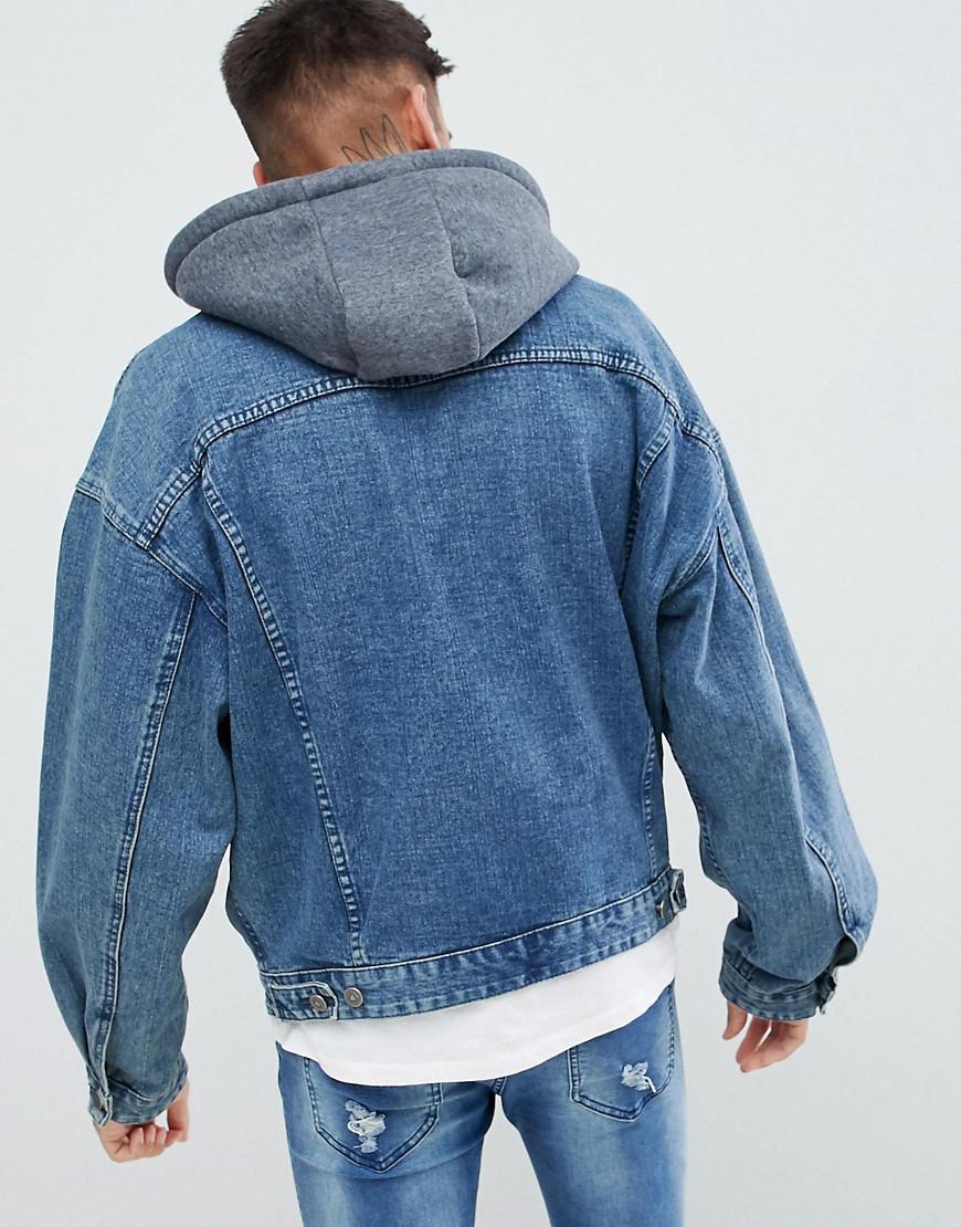 ASOS Oversized Denim Jacket With Jersey 