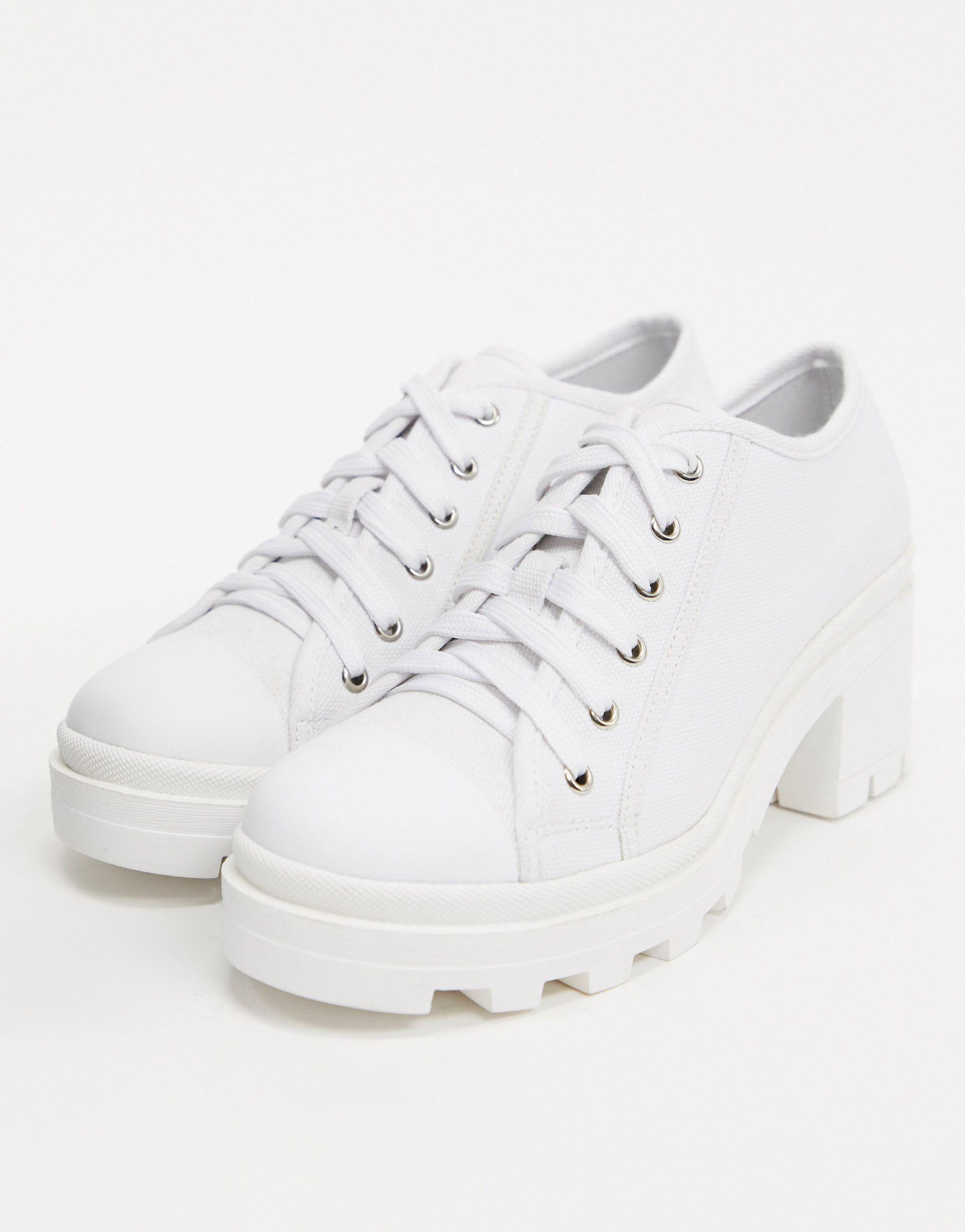 Truffle Collection Chunky Lace Up Canvas Shoes-white | Lyst