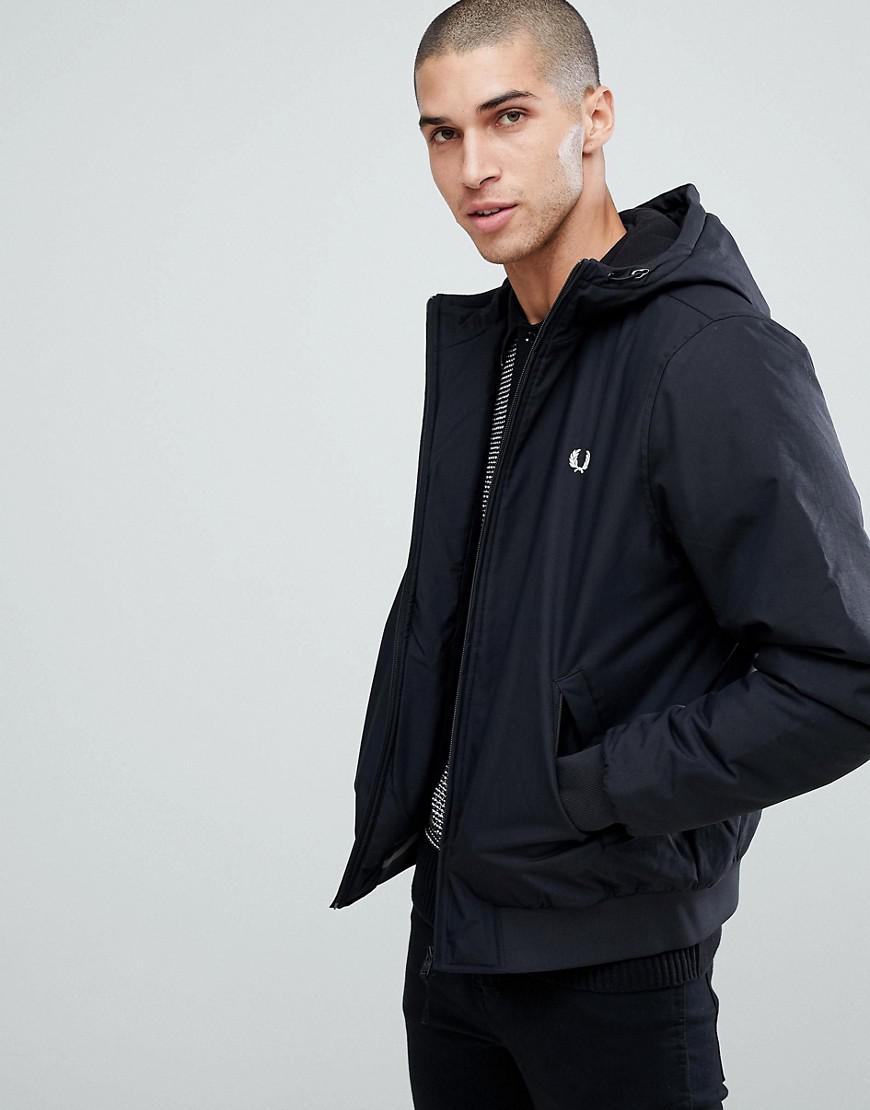 Fred Perry Quilted Hooded Brentham Jacket In Black for Men - Lyst