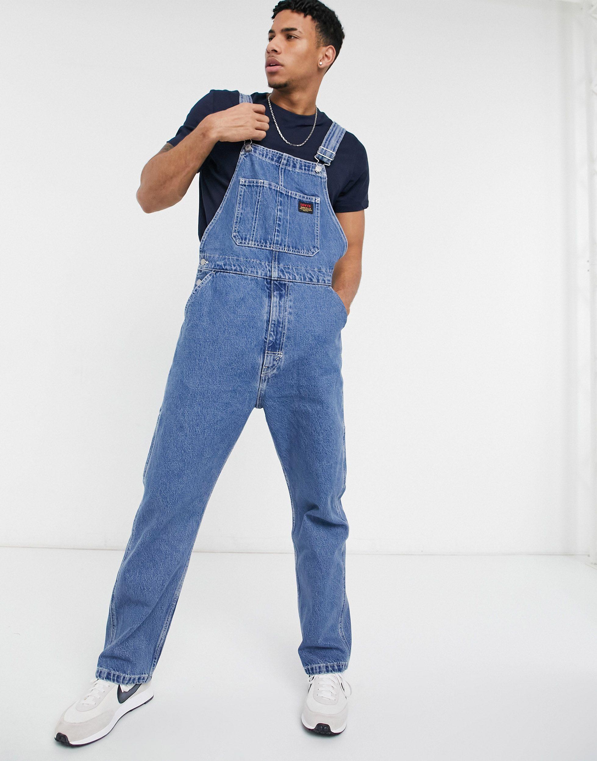 McCarthy Jeans Mens Denim Lightwash Blue Dungarees King Size Overalls 