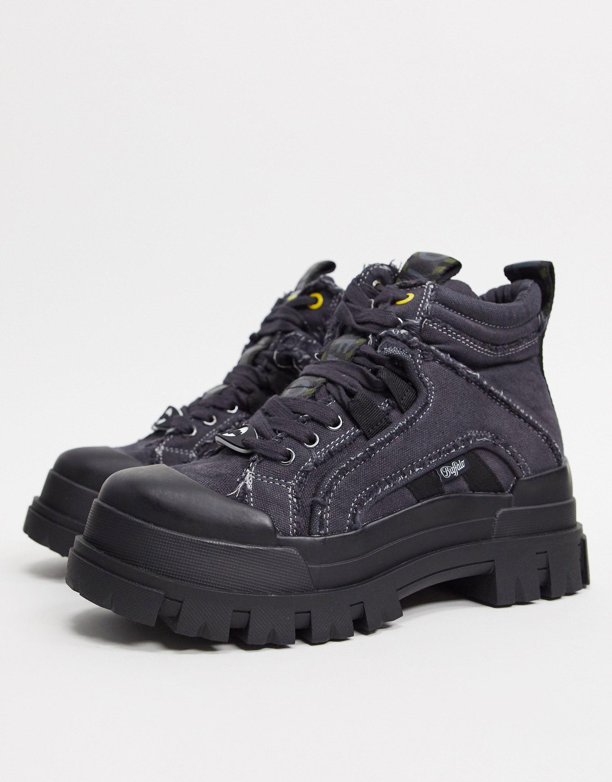 buffalo vegan aspha flat ankle boots in black