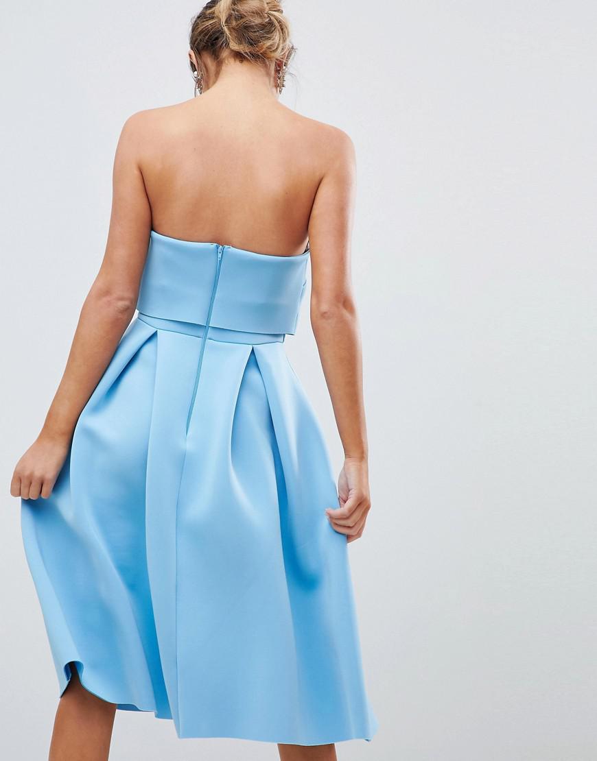bandeau crop top prom midi dress