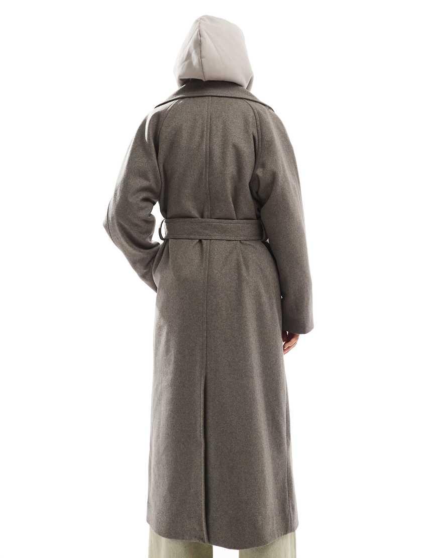 Weekday Kia Wool Blend Oversized Coat With Tie Waist Detail in Grey Lyst UK