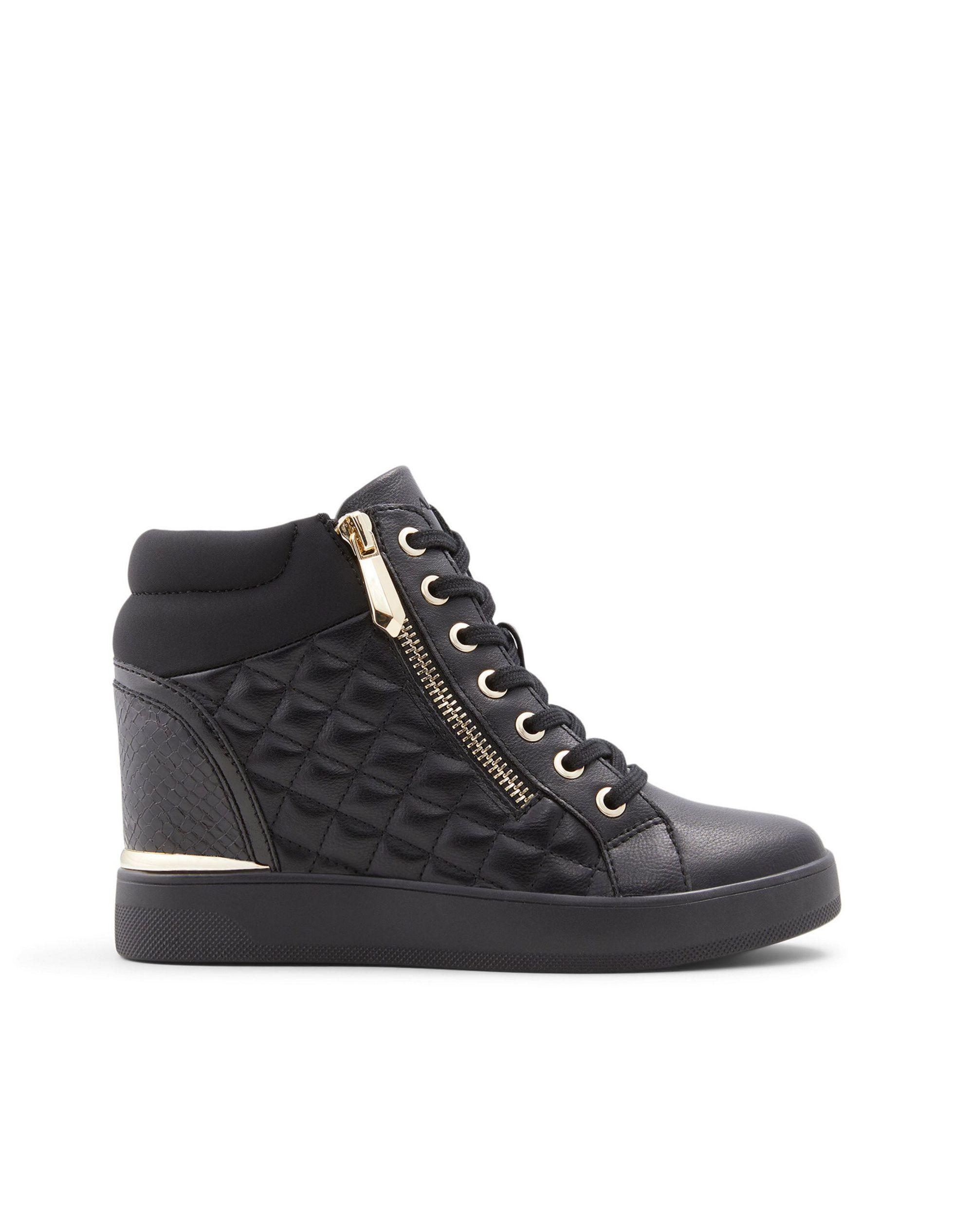 ALDO Ailanna Wedge Sneakers With Faux Fur Lining in Black | Lyst
