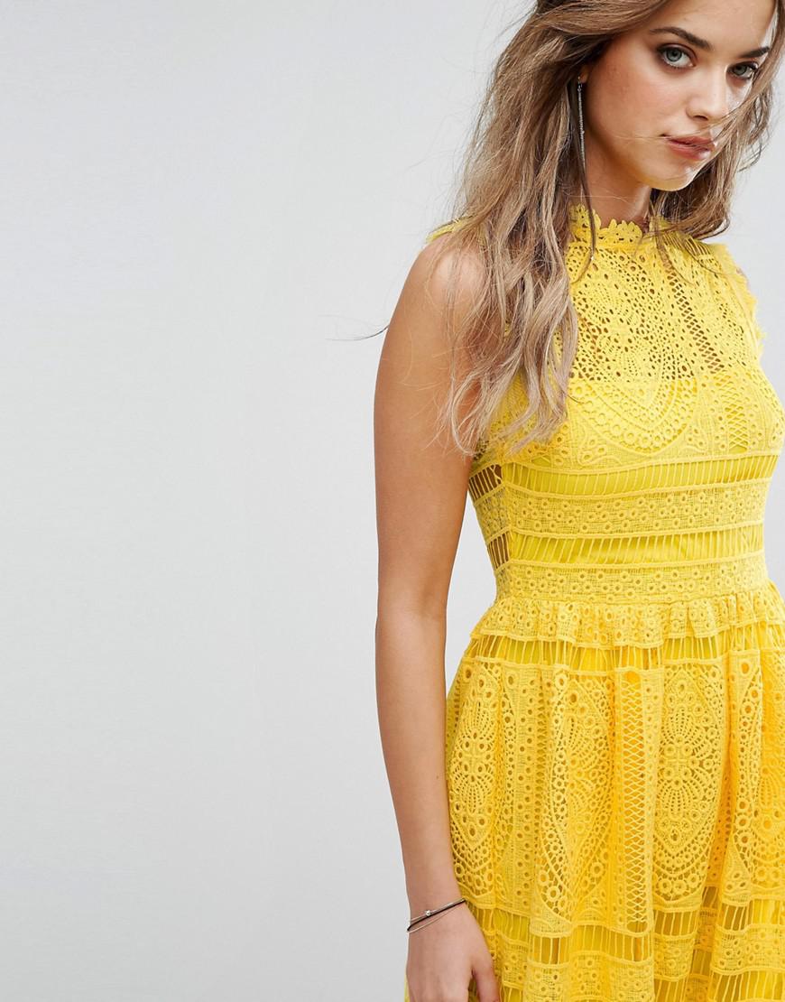 boohoo yellow lace dress