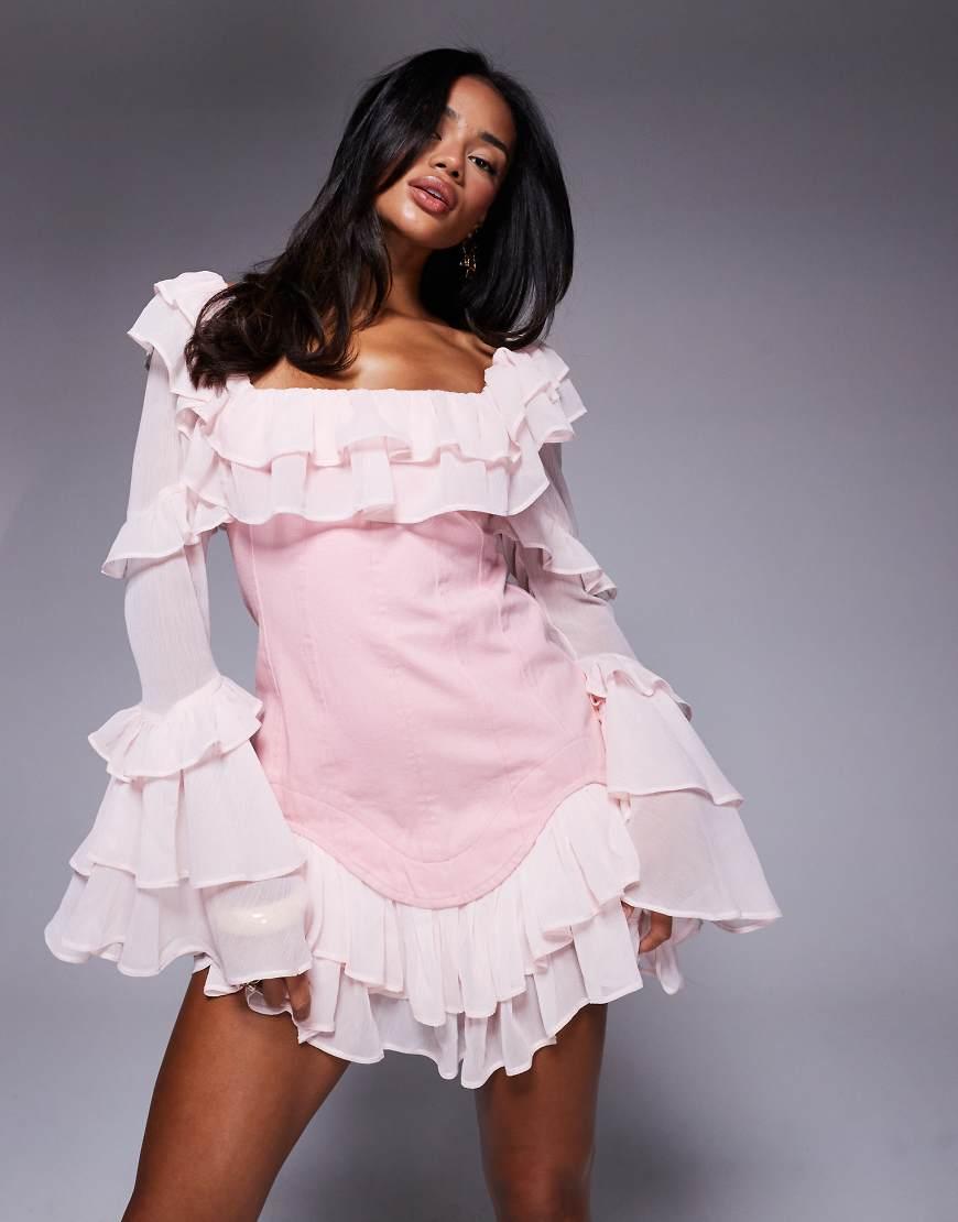 long sleeve pink corset dress Pink Corset Dress Long Sleeve