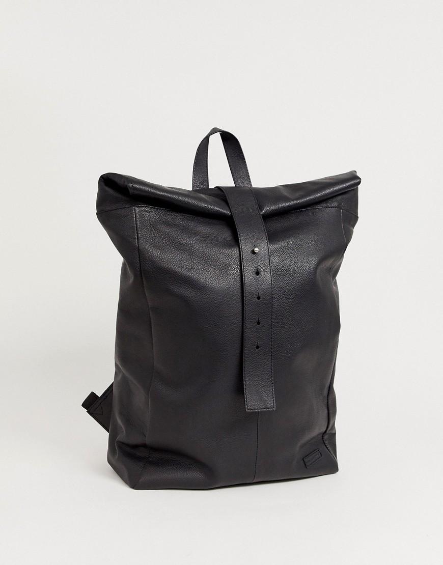 asos black leather backpack