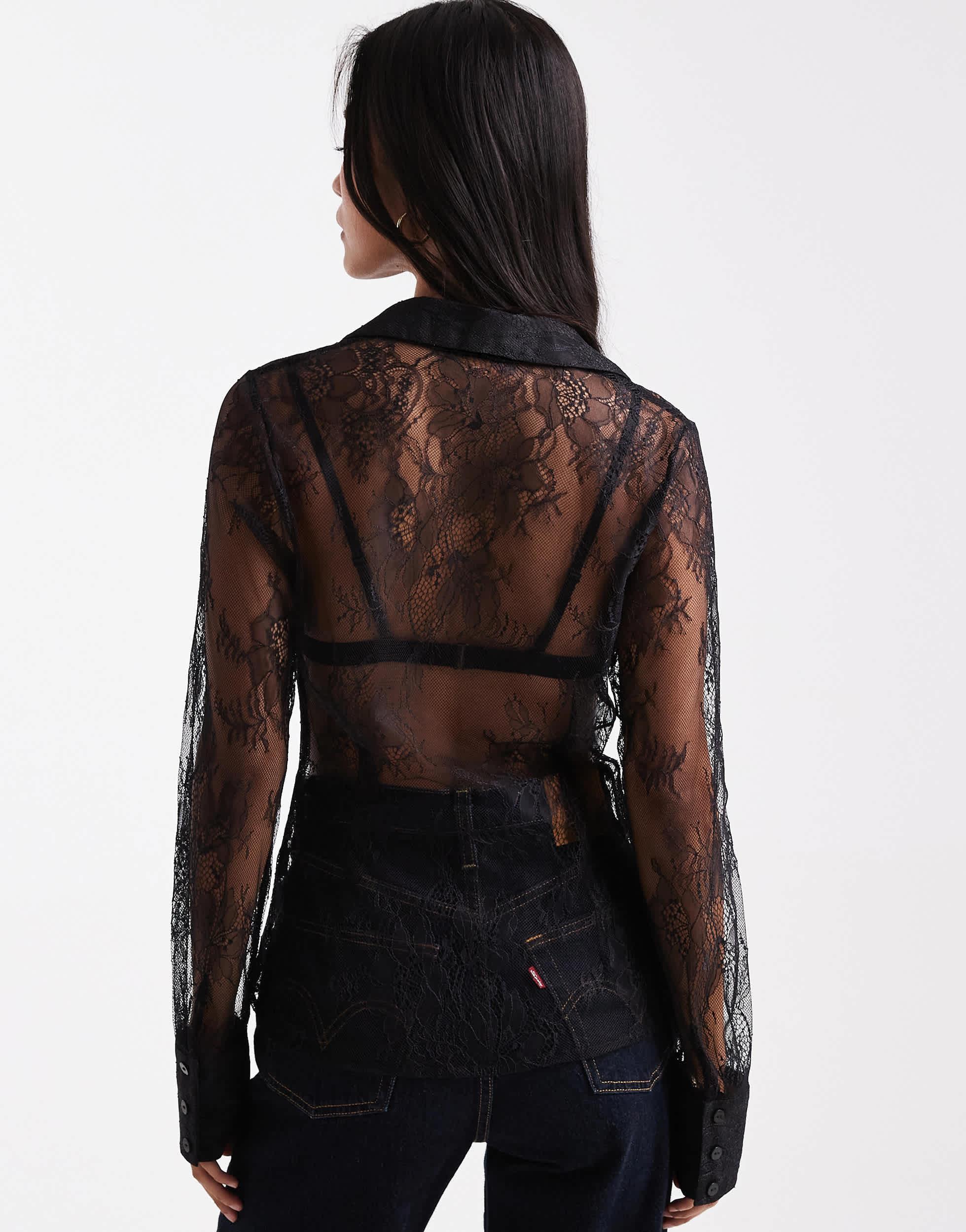 Chemise Sans Manches Miss Selfridge - Jean Doux Léger Avec Dentelle - Taille 10 - Occasion Très Bon état