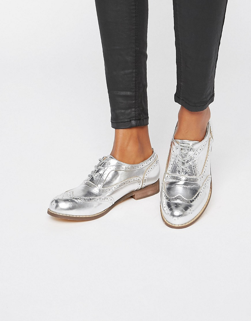 London Rebel Silver Brogues in Metallic | Lyst