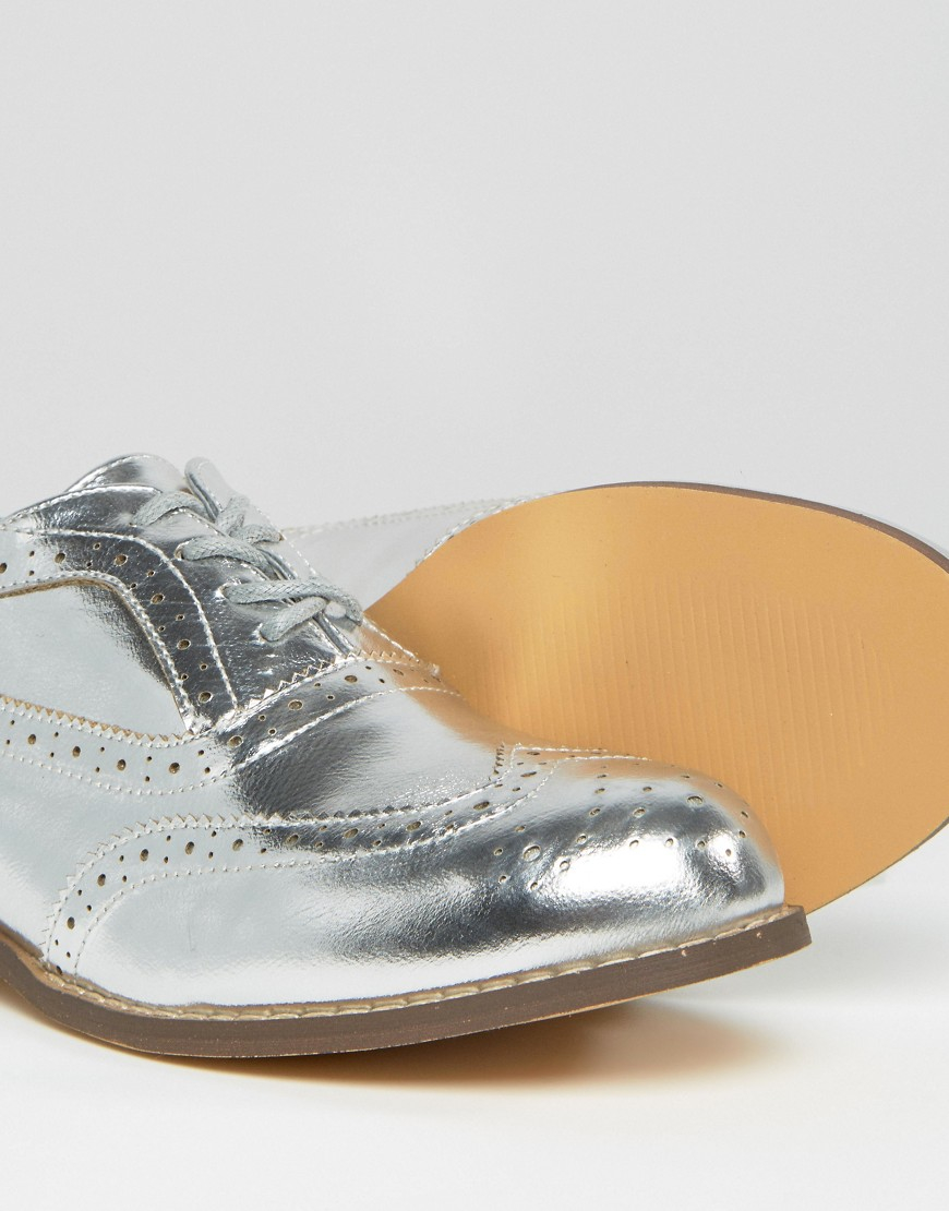 London Rebel Silver Brogues in Metallic - Lyst