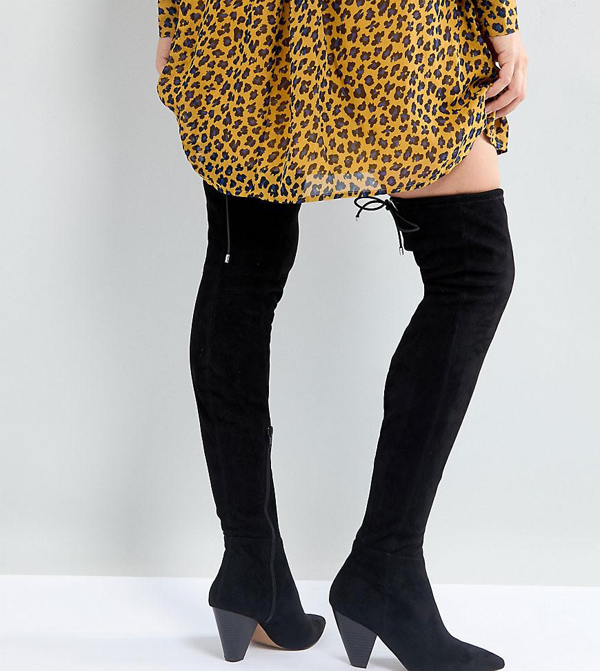 cone heel over the knee boots