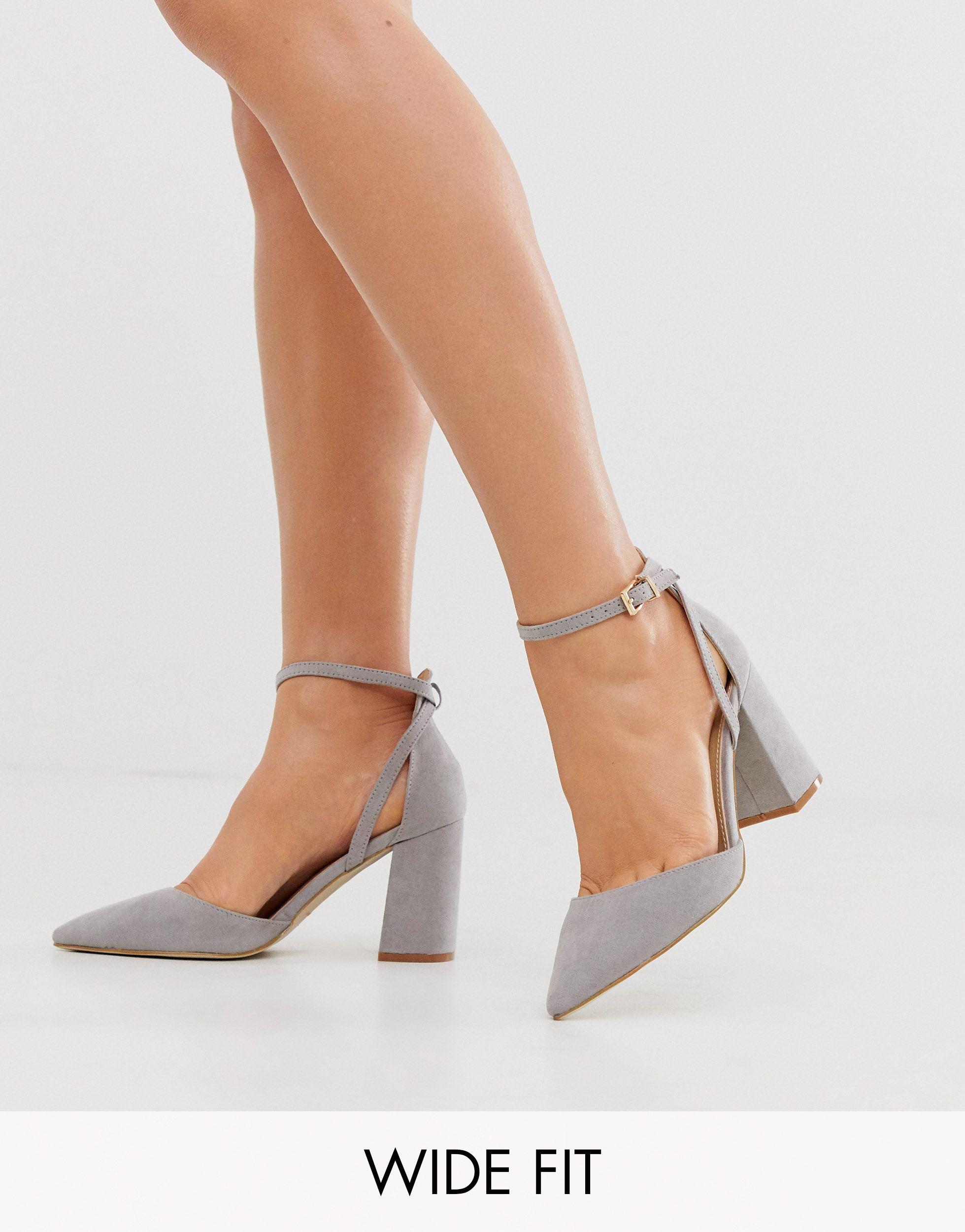 Raid Wide Fit Katy Light Block Heeled Shoes in Grey (Grey) - Lyst