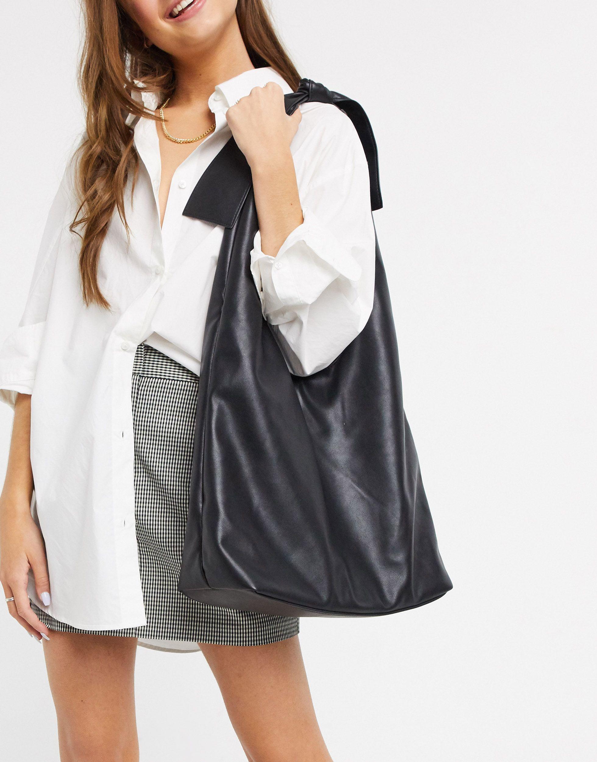 Mango Oversized Slouchy Shoulder Bag in Black | Lyst