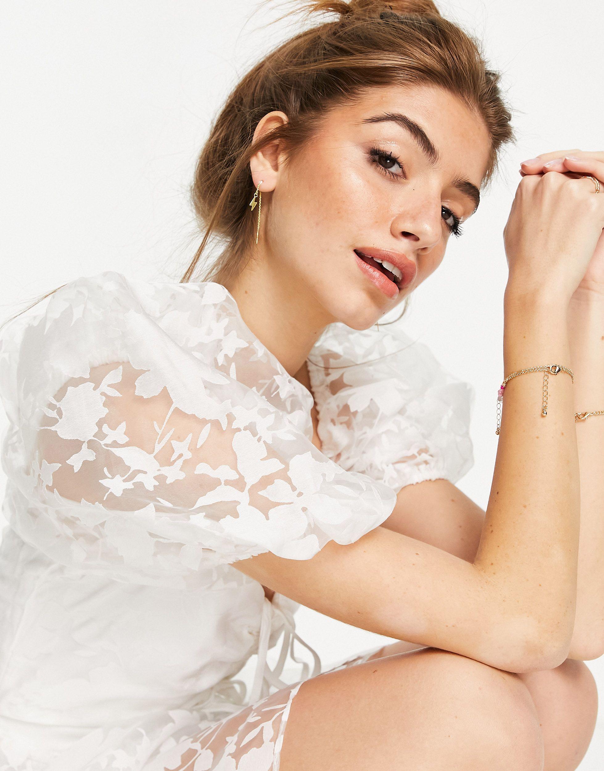 TOPSHOP Organza Dress With Cutout Detail in White | Lyst