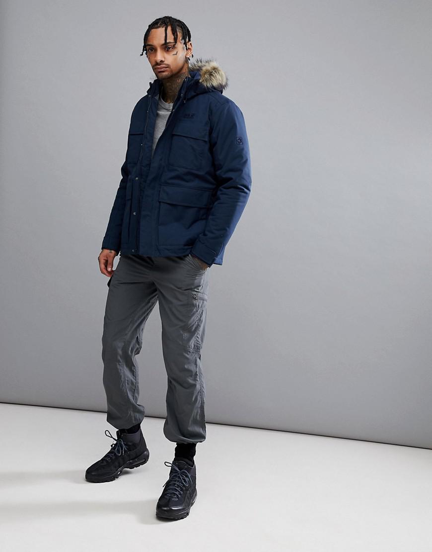 Jack Wolfskin Point Barrow Parka In Navy in Blue for Men - Lyst