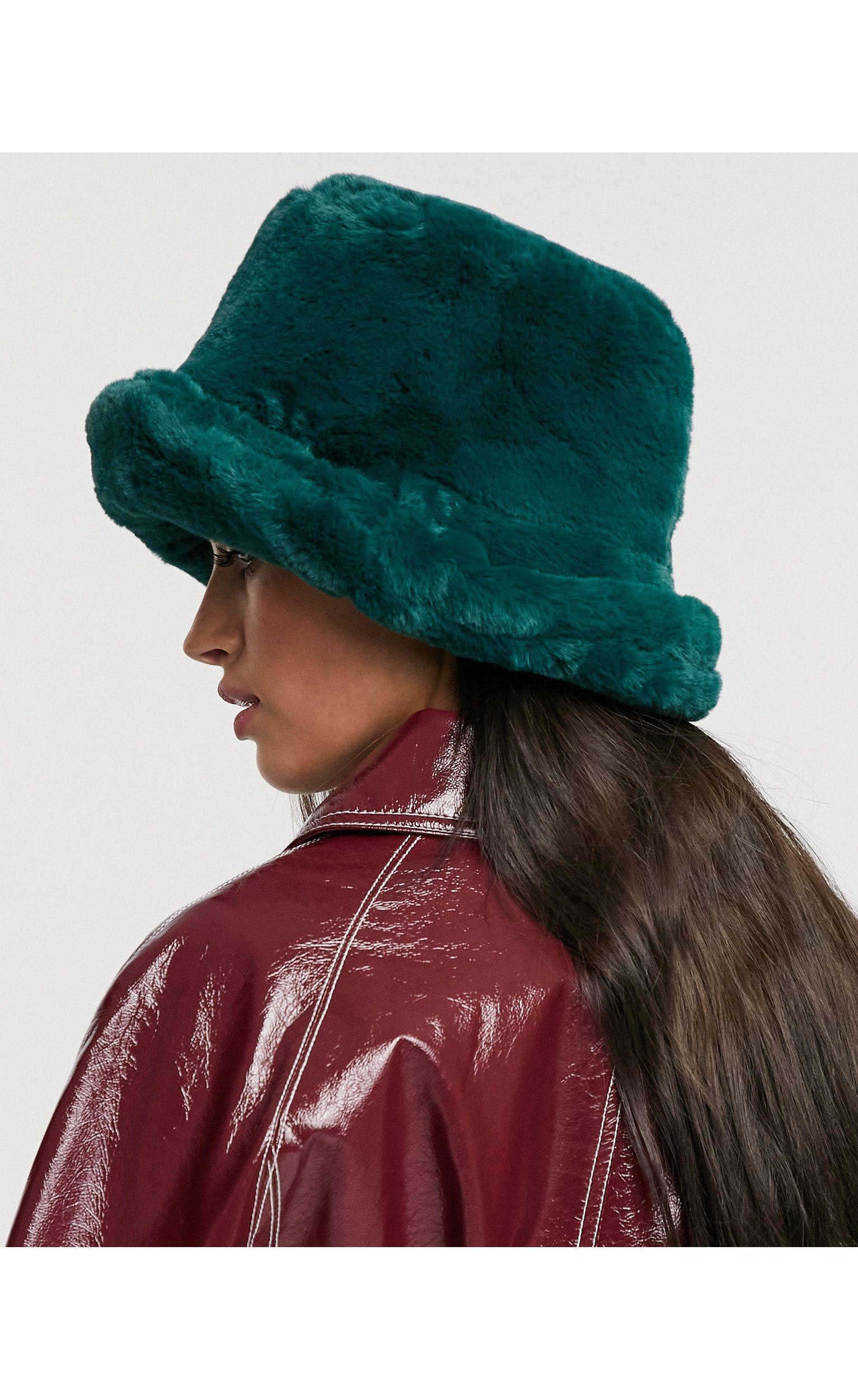 ASOS Faux Fur Bucket Hat in Green Lyst