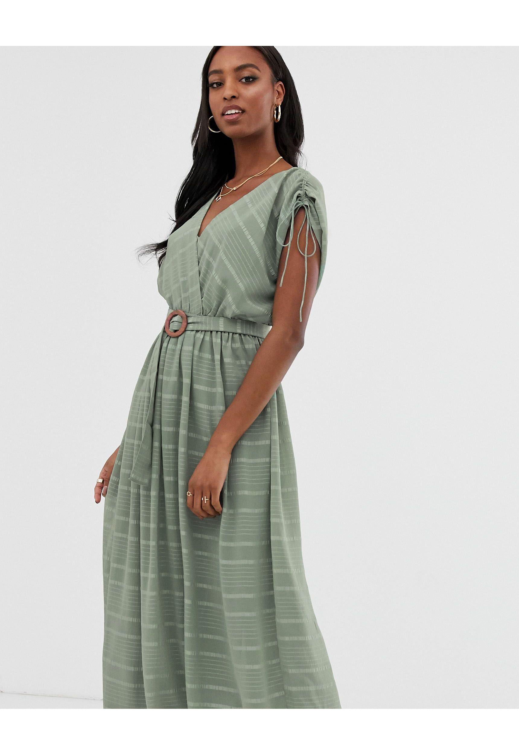 asos design wrap maxi dress with buckle belt