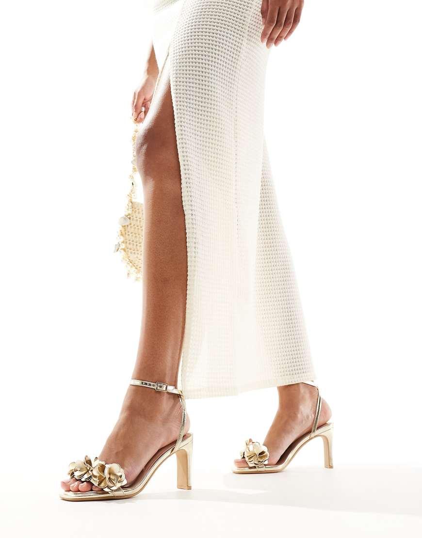 Asos Mango Sandalias Amarillas Sandalias Doradas De Tacón Con