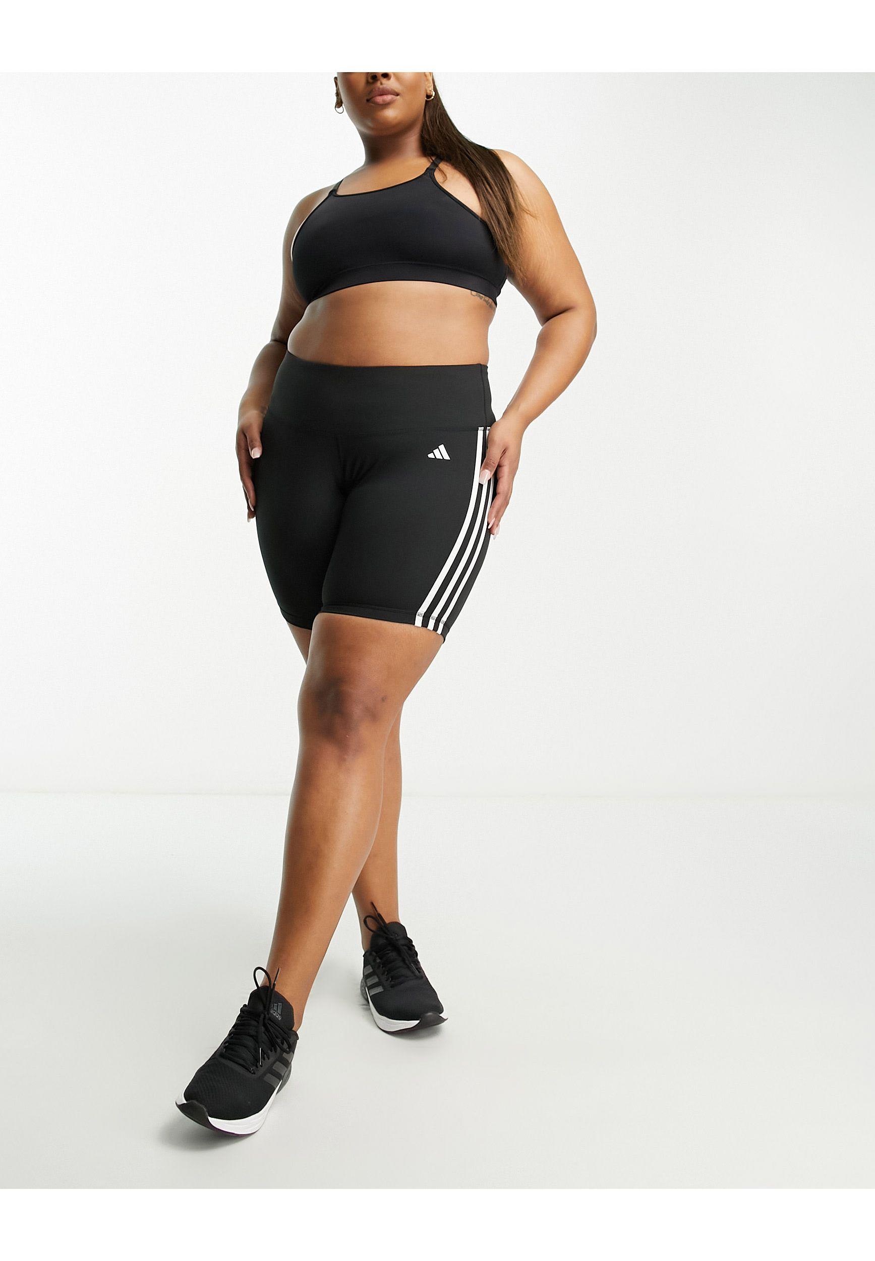 adidas Originals Adidas Training Plus 3 Stripe Side Panel legging Shorts in  Black