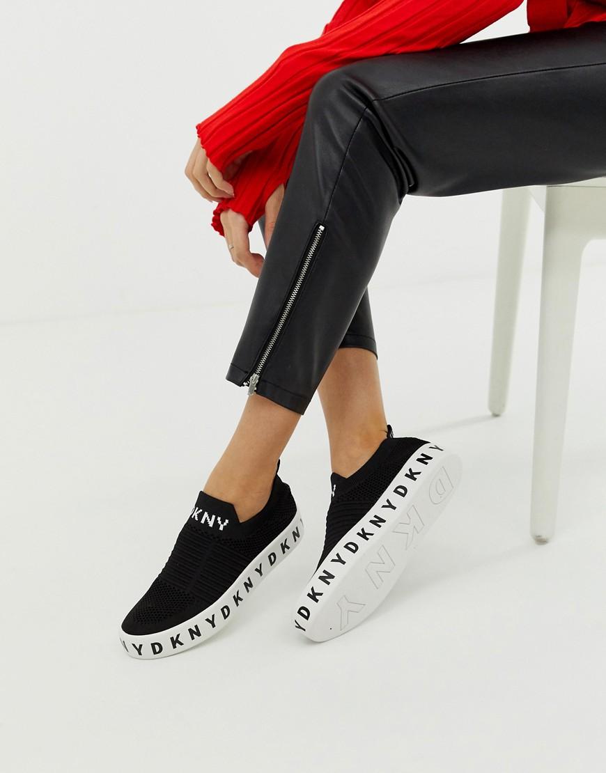 DKNY Platform Logo Slip On Trainer in Black | Lyst UK