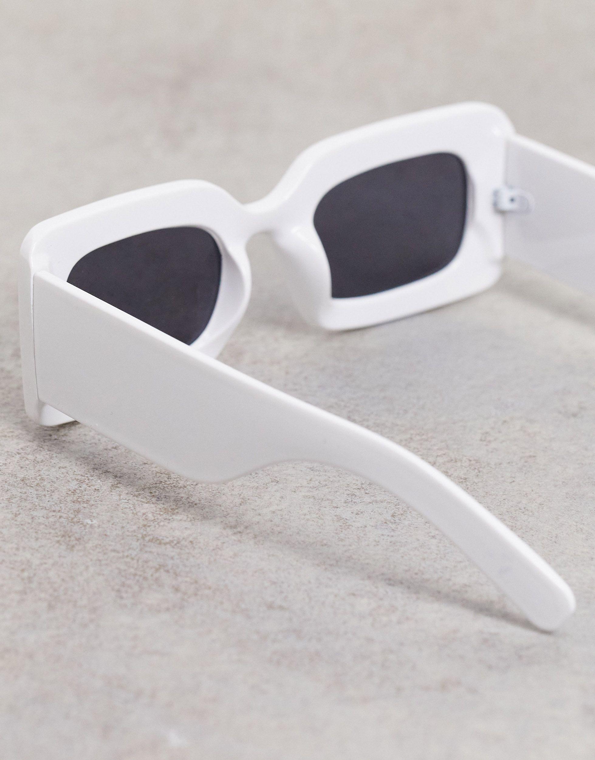 Pieces Rectangle Sunglasses in White | Lyst