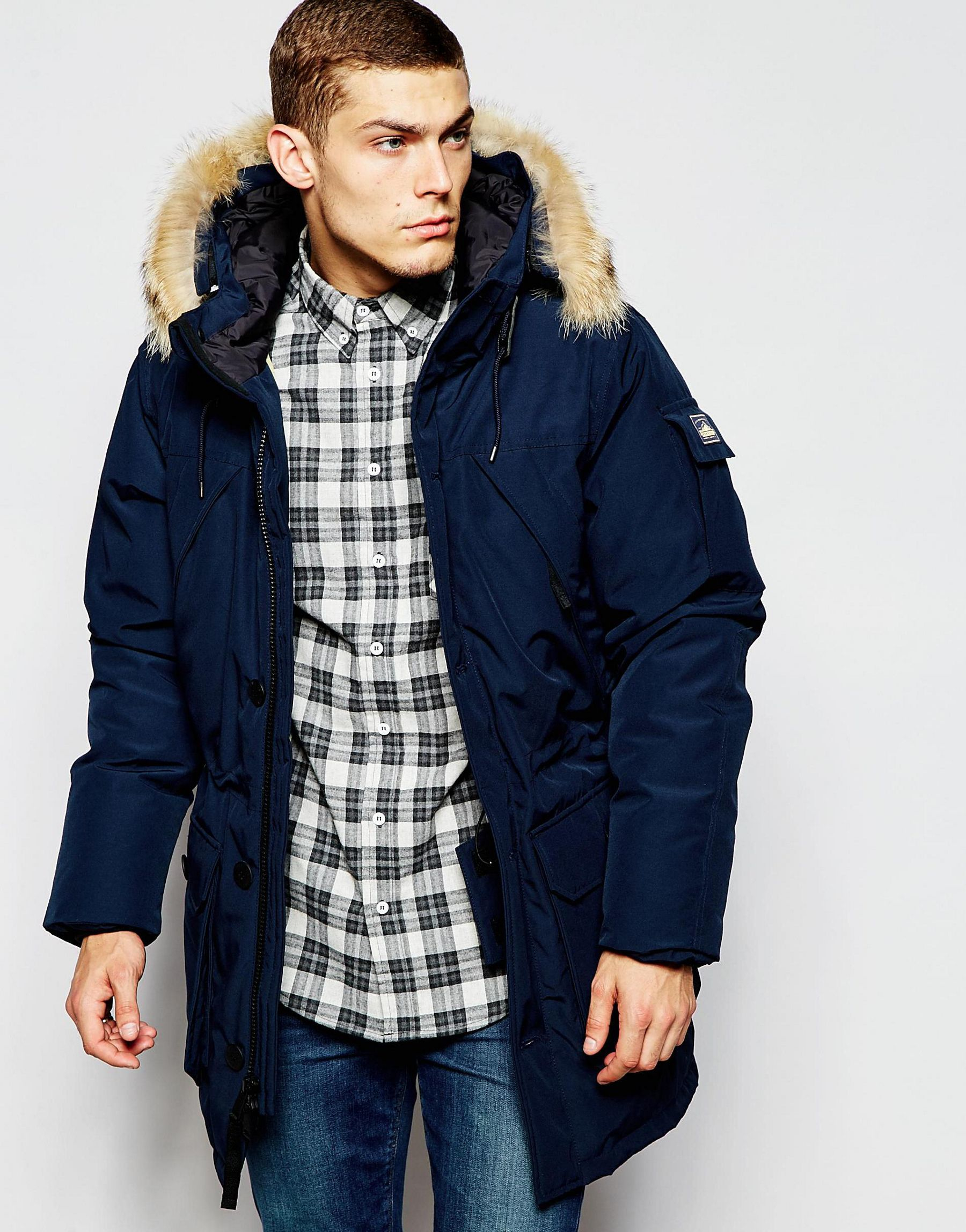 Penfield Synthetic Shower Proof Hoosac Parka With Faux Fur Trim - Navy ...