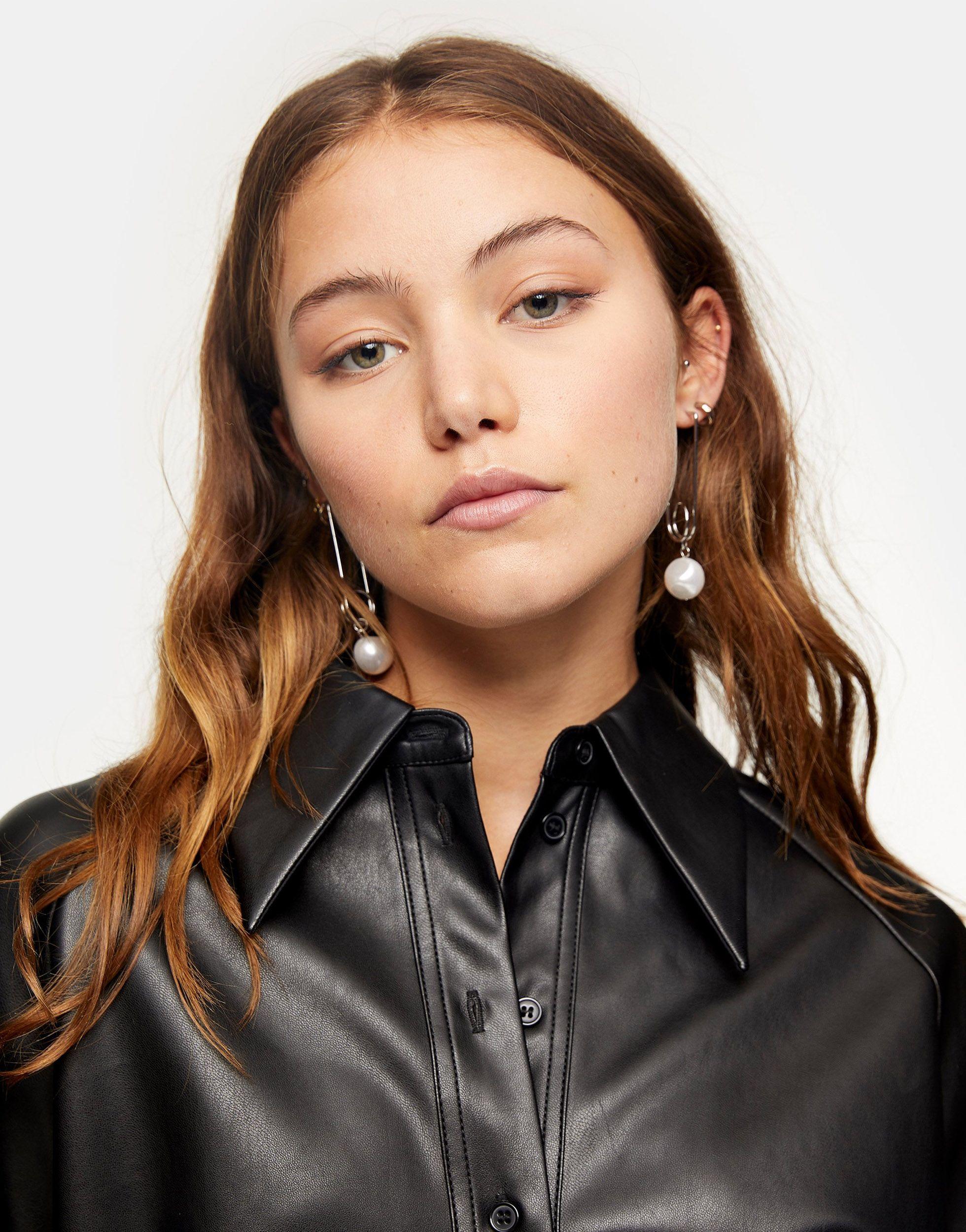 TOPSHOP Oversized Faux Leather Shirt in Black | Lyst