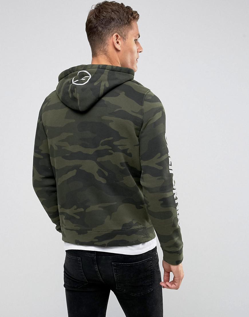 Hollister Cotton Hoodie Athletic Print Logo In Green Camo for Men | Lyst