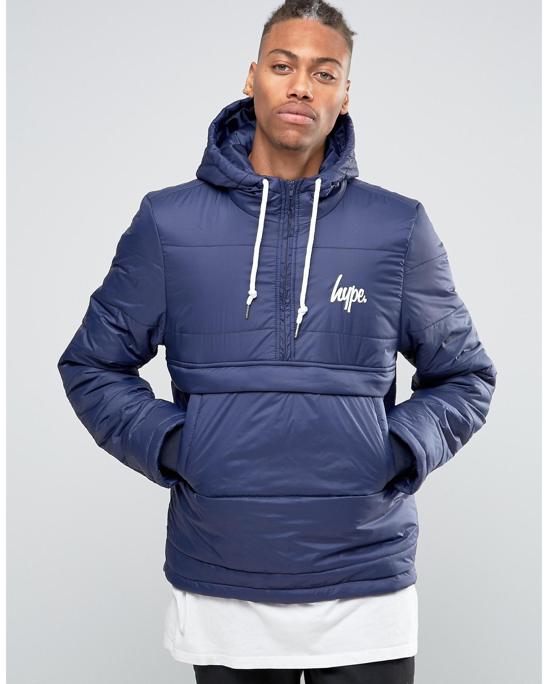 Lyst Hype Padded Overhead Jacket in Blue for Men