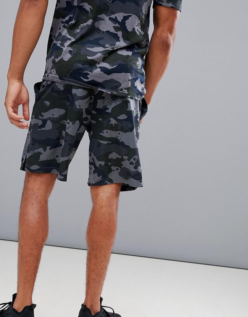 nike training dry camo shorts in grey