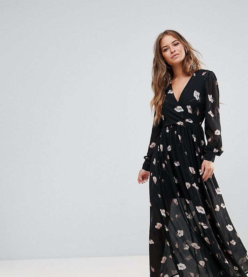 Vero Moda Chiffon Floral Maxi Dress in Black | Lyst