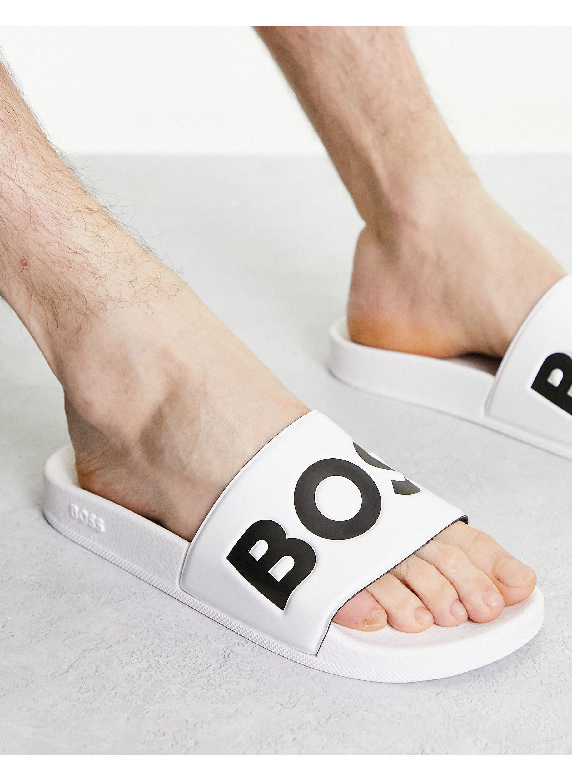 hugo boss sliders orange