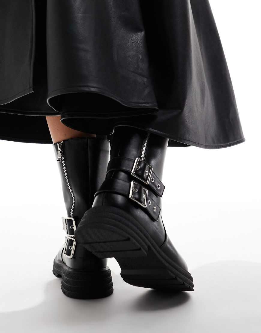 Glamorous Chunky Chelsea Boots With Buckles And Zip in Black Lyst UK