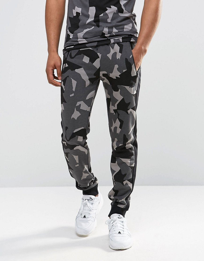 PUMA Cotton Tapered Joggers In Grey Camo in Gray for Men | Lyst