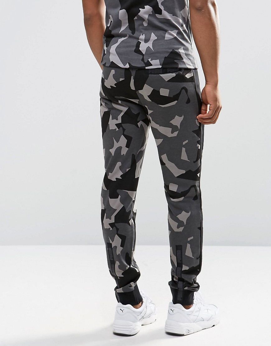 Cotton Tapered Joggers In Grey Camo 