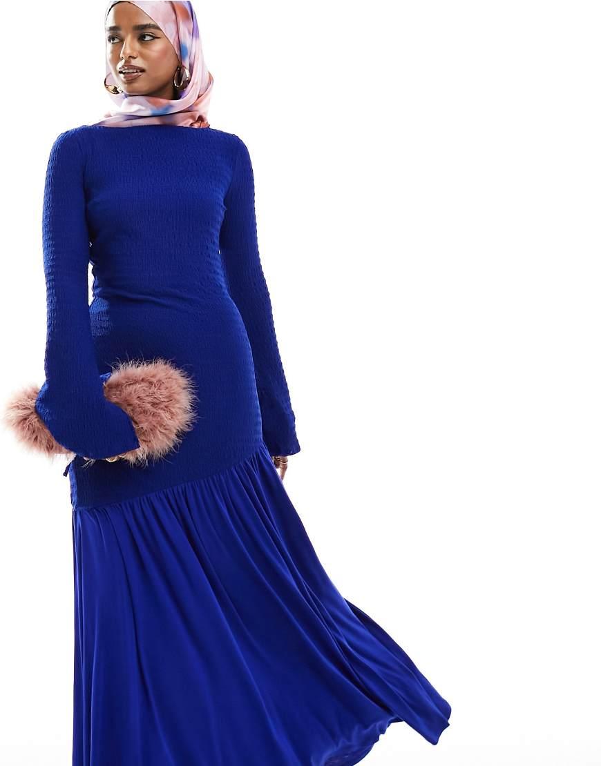 DASKA Pleated Hem Maxi Dress in Blue | Lyst UK