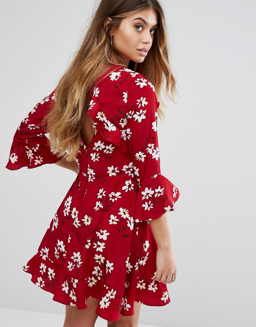 floral ruffle tea dress