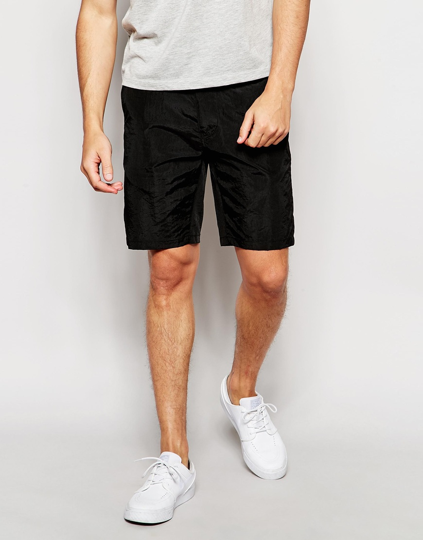 Lyst - Asos Slim Chino Shorts In Black Nylon in Black for Men
