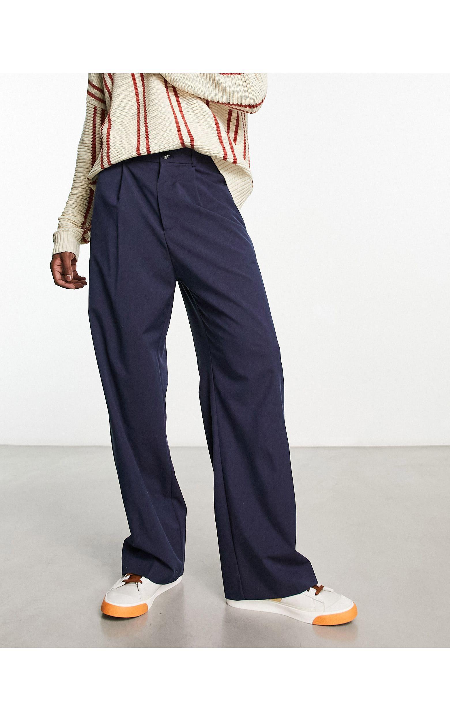 Weekday Uno Loose Fit Tailored Trousers in Blue for Men | Lyst