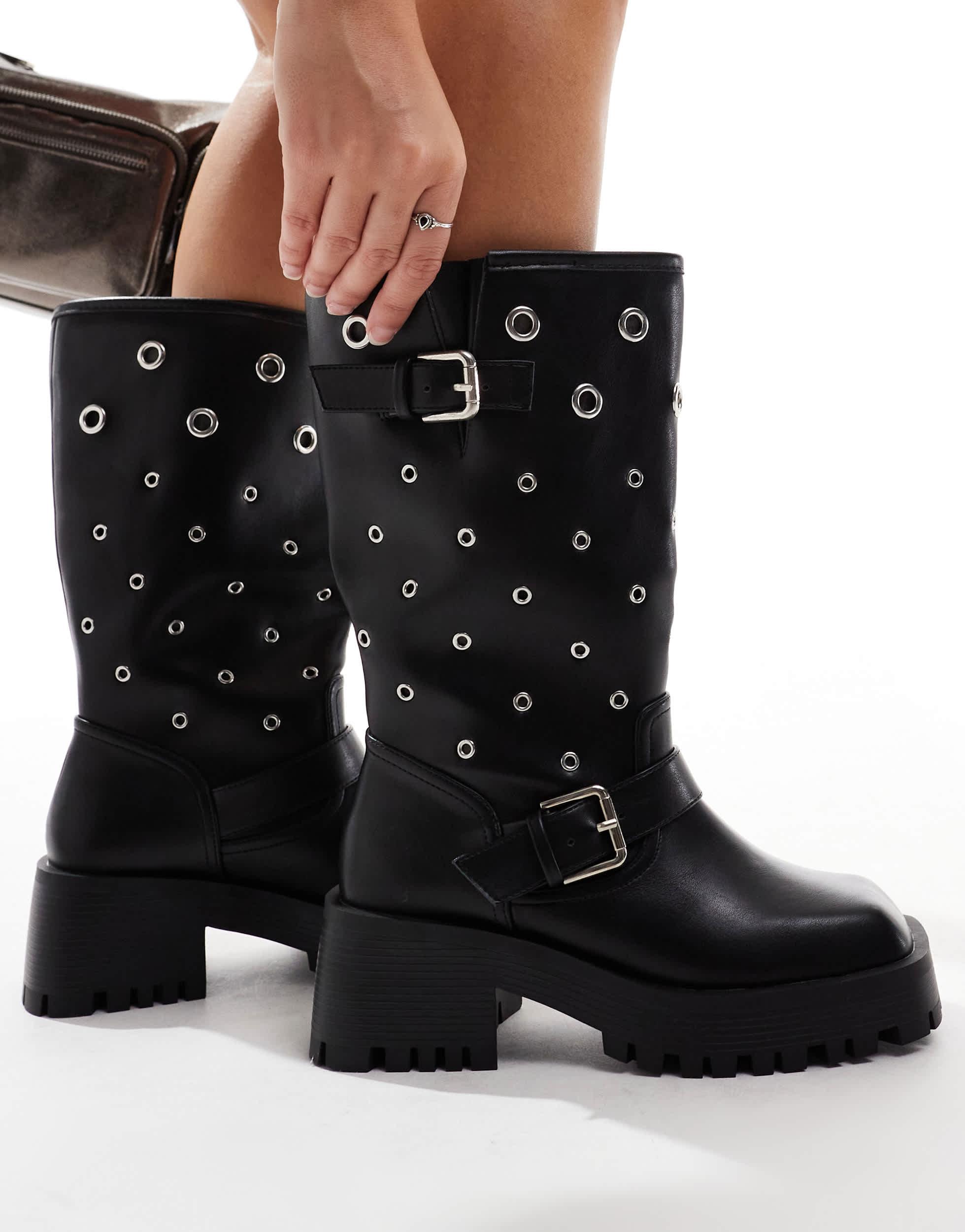 Asos Womens Black Boots With Studs Asos Leather Boots With Studs