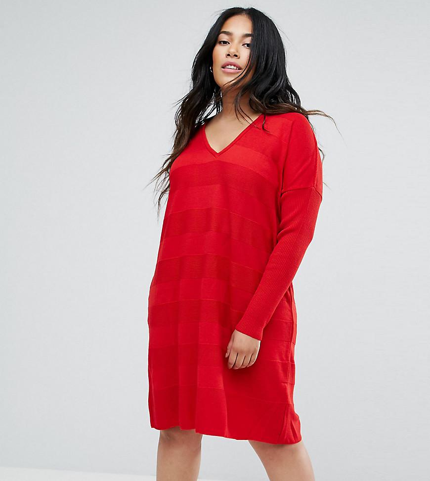 Lyst Asos Curve Oversized Knitted Dress in Red