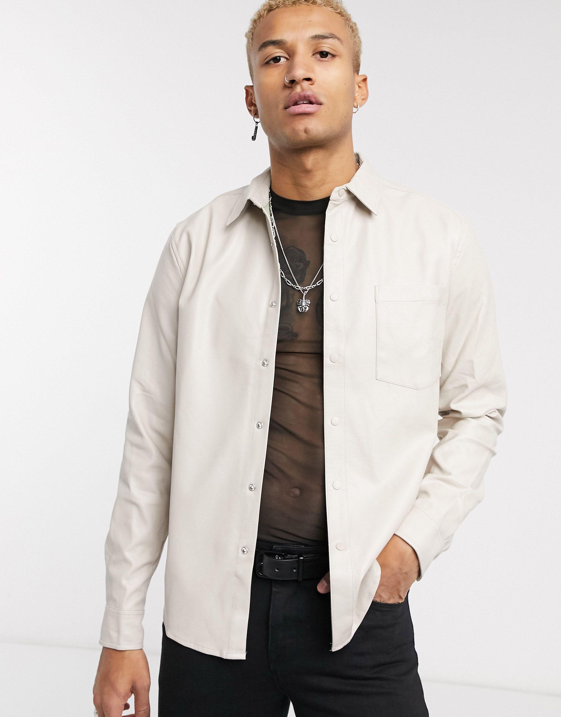 ASOS Regular Fit Faux Leather Shirt in 