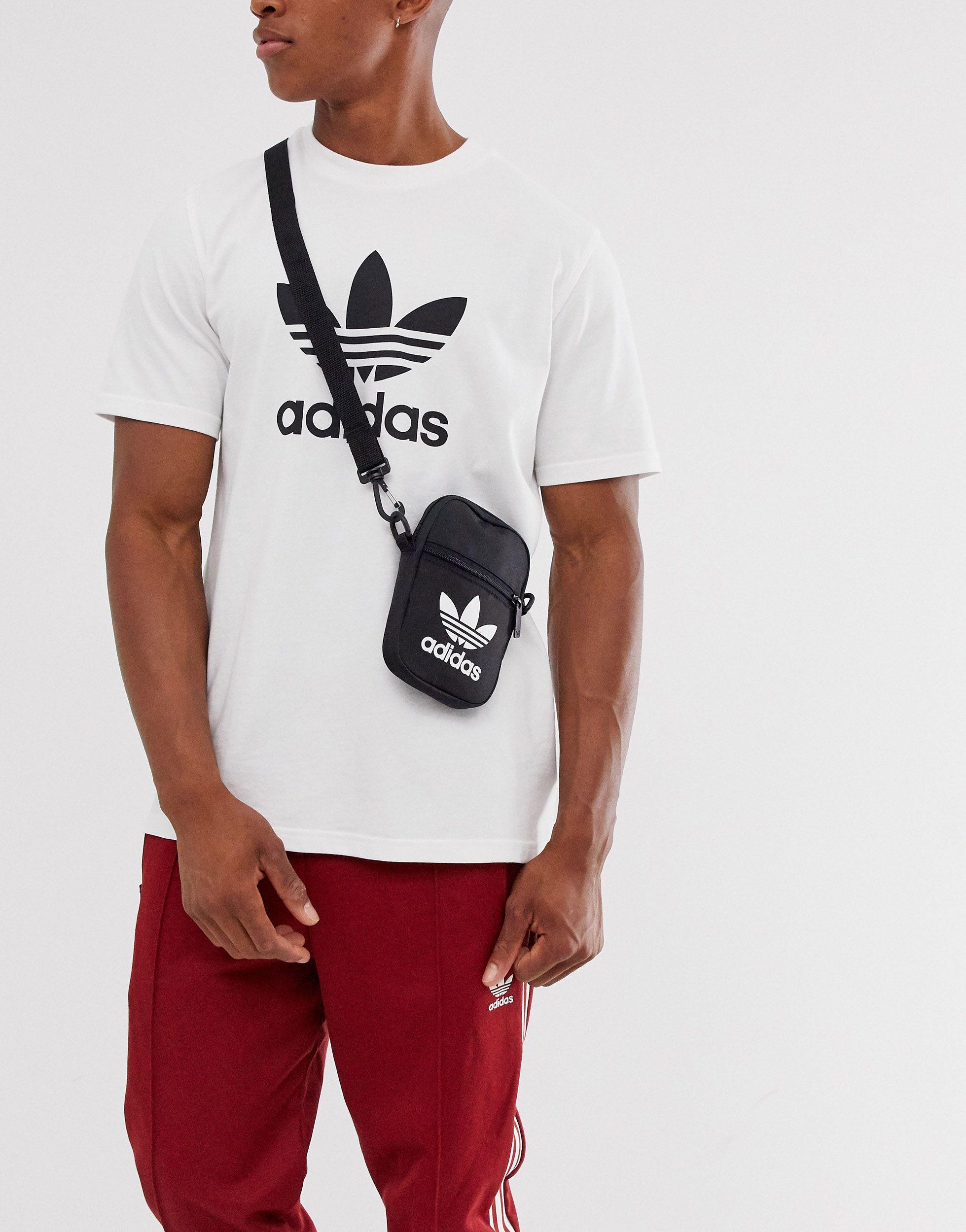 adidas Originals Black Trefoil Fest Bag for Men | Lyst