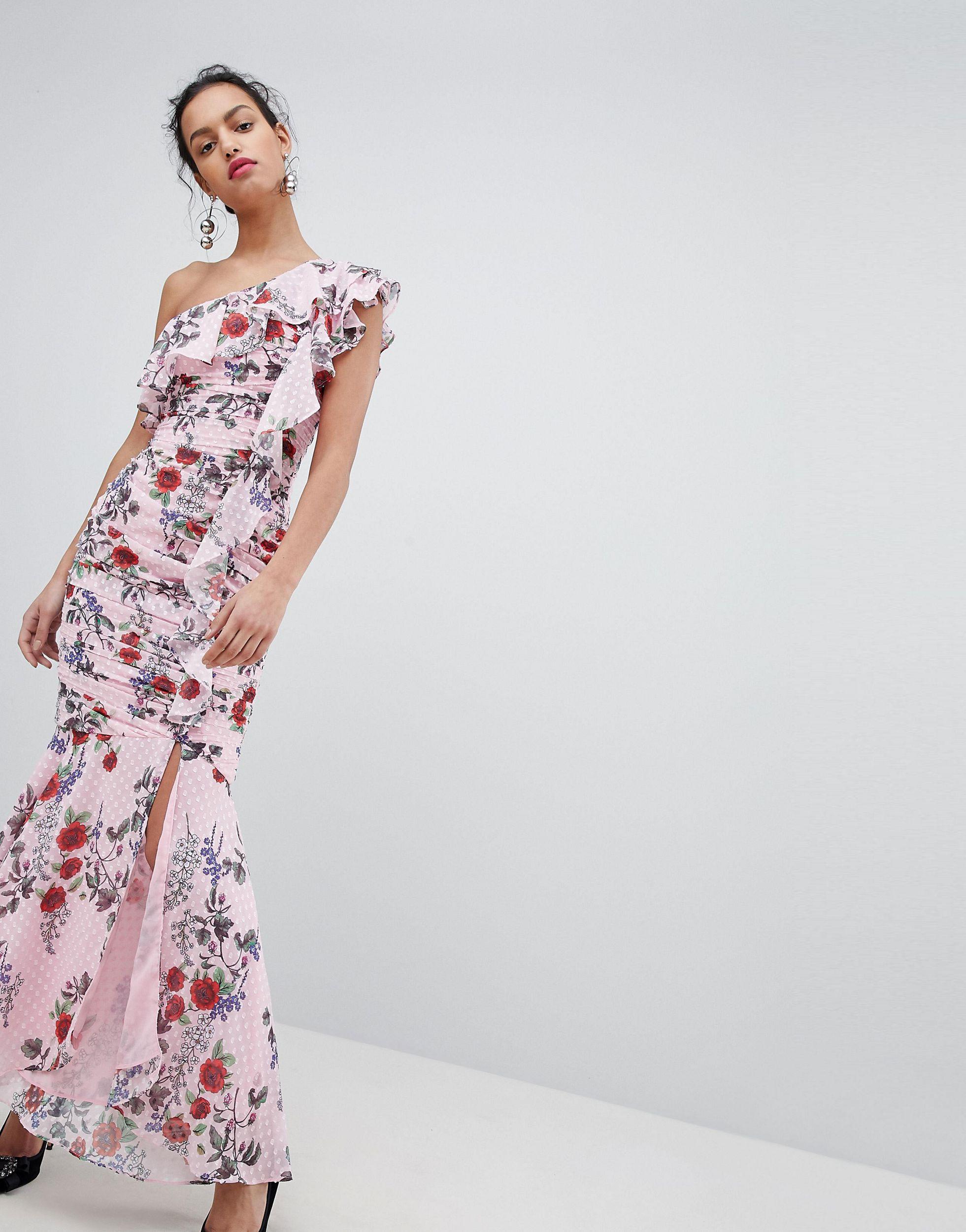 Keepsake One Shoulder Floral Maxi Dress in Pink | Lyst