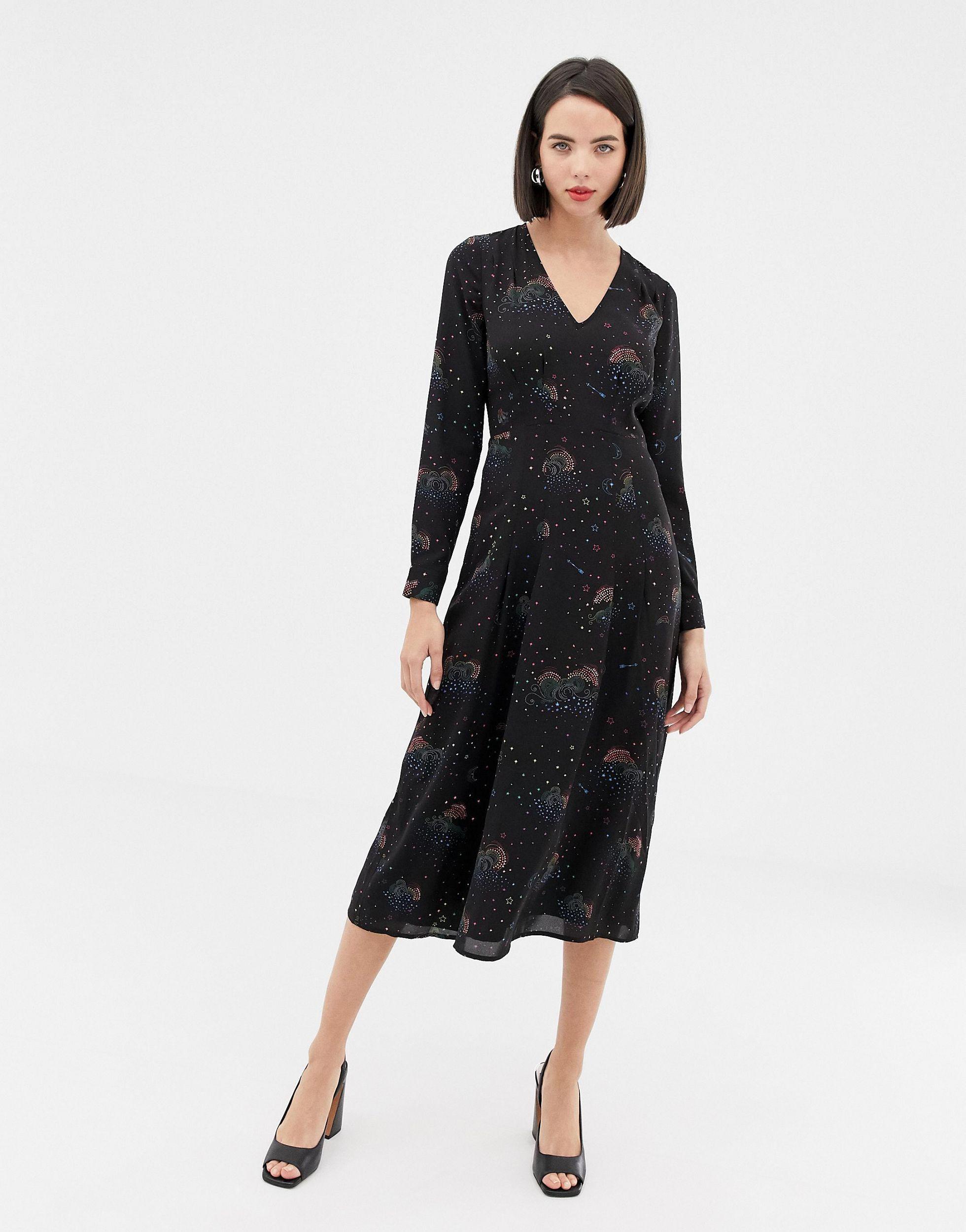 warehouse star print dress