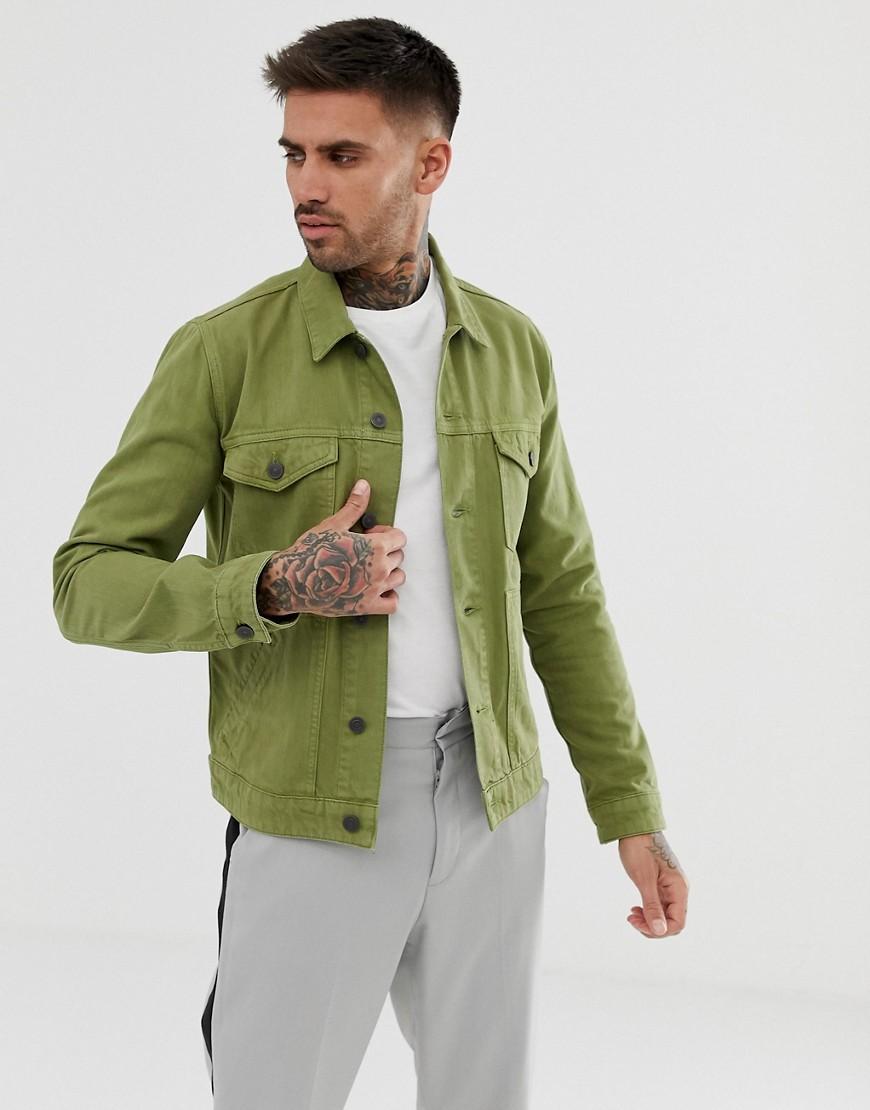 ASOS Denim Jacket In Light Khaki in Green for Men - Lyst
