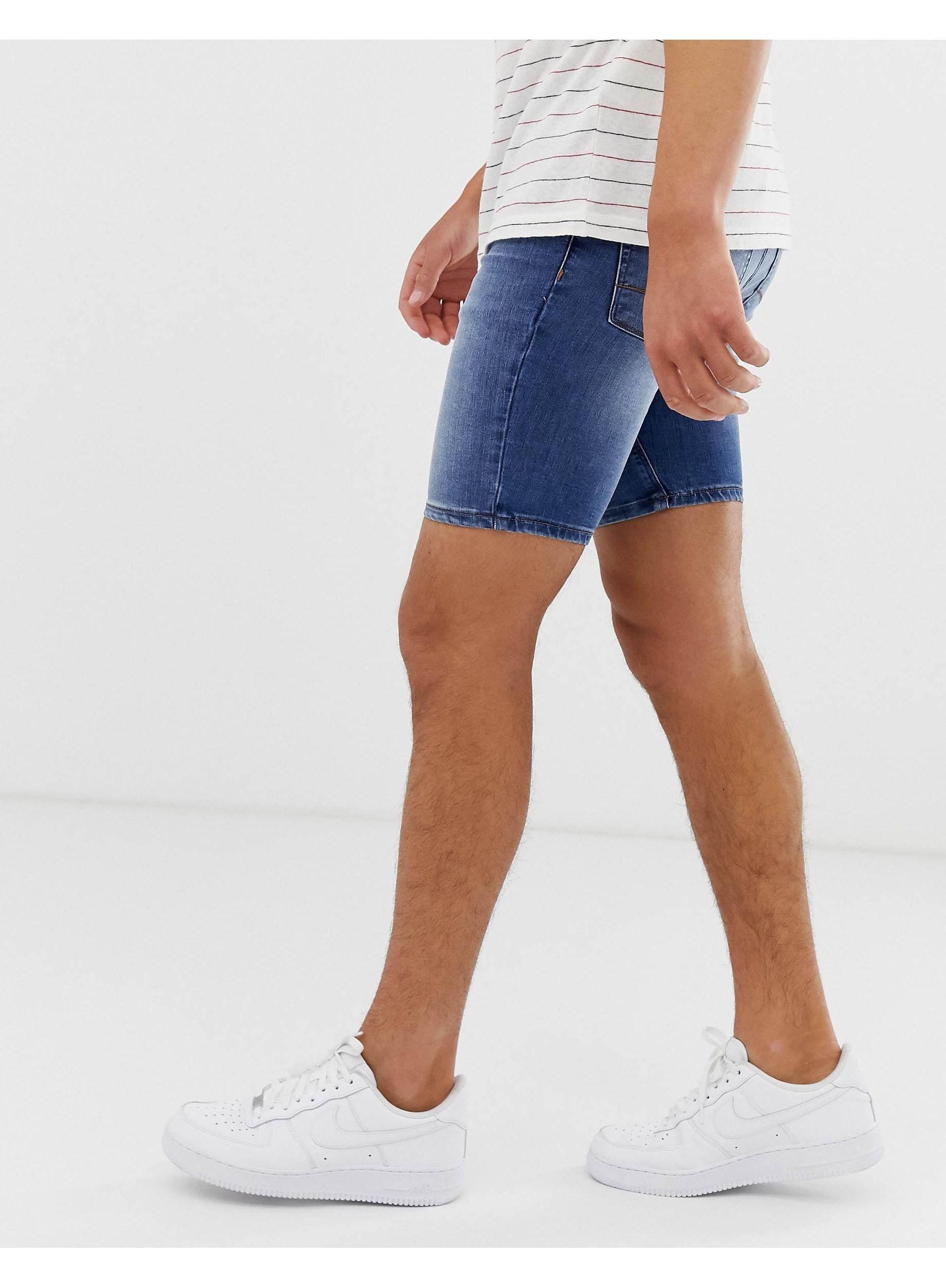 ASOS Spray On Denim Shorts in Blue for Men | Lyst