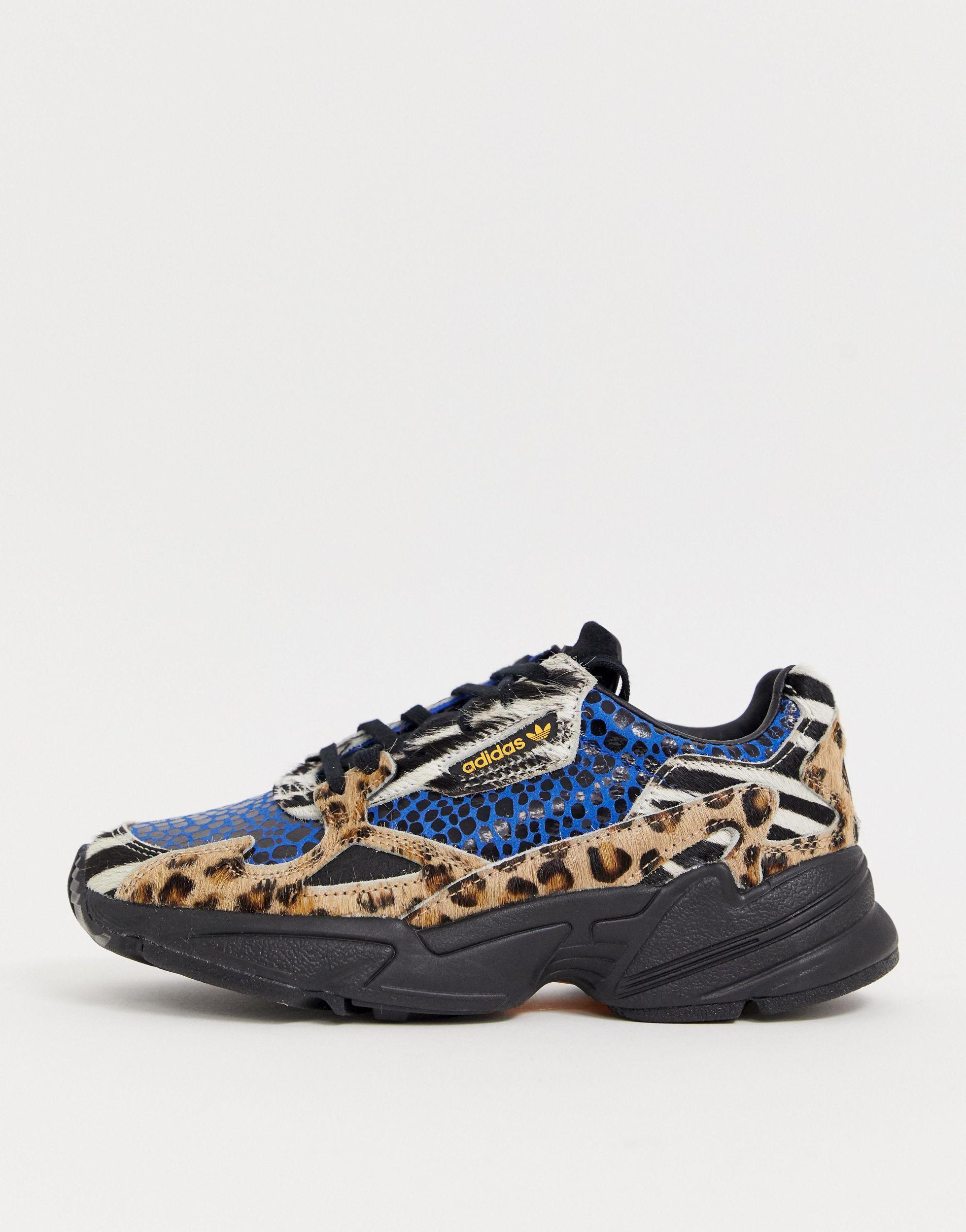 adidas women's leopard falcon sneakers